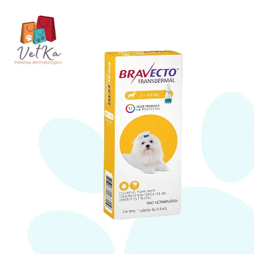 antipulgas e parasitas longa ação Bravecto até 4,5kg pipeta